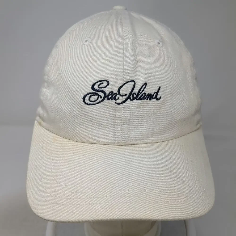 Ahead Sea Island Baseball Cap White One Size Embroidered Slideback Golf Hat